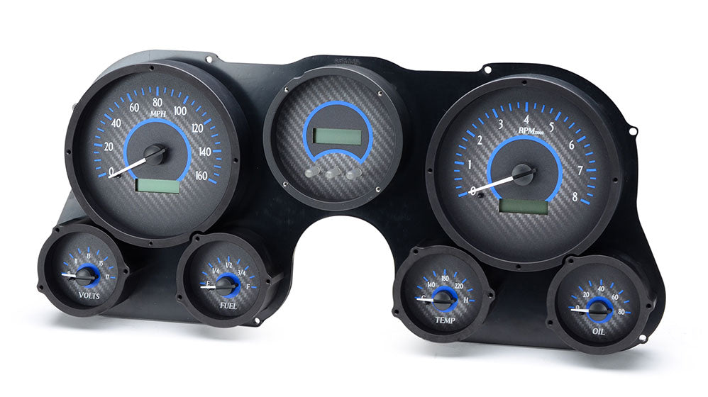 1967-1972 Chevrolet & GMC Truck VHX Instrument Gauge Cluster-Carbon Fiber Face / Blue Illumination