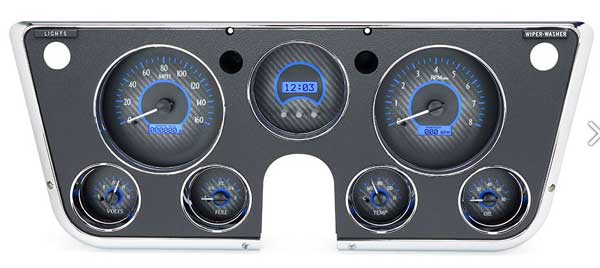 1967-1972 Chevrolet & GMC Truck VHX Instrument Gauge Cluster - Carbon Fiber Face / Blue Illumination