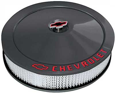 Proform GM Licensed Chevrolet 14" x 3" Air Cleaner. Black wrinkle