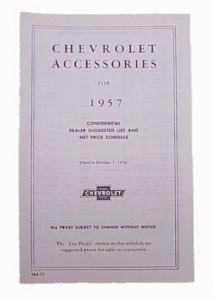 Accessory list and price schedule