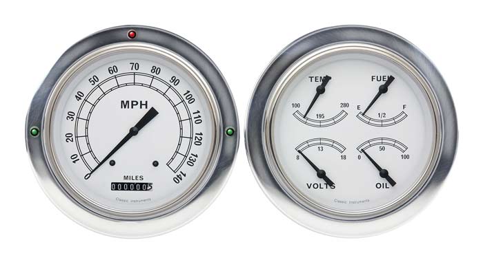 1954-1955 Classic White Chevy Truck Package Cluster