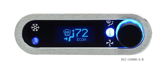 DCC Digital Climate Control - Vintage Air Gen IV - VFD3 Style - Horizontal, Satin Bezel, Blue Display