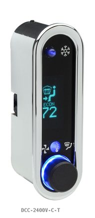 DCC Digital Climate Control - Vintage Air Gen IV - VFD3 Style - Vertical, Satin Bezel, Teal Display
