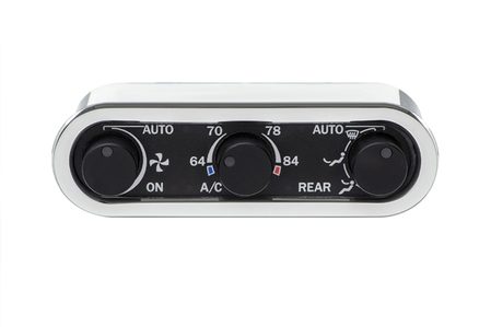 DCC Digital Climate Control - Vintage Air Gen IV - 3-Knob - Horizontal, Chrome, Black Alloy, Blue Display