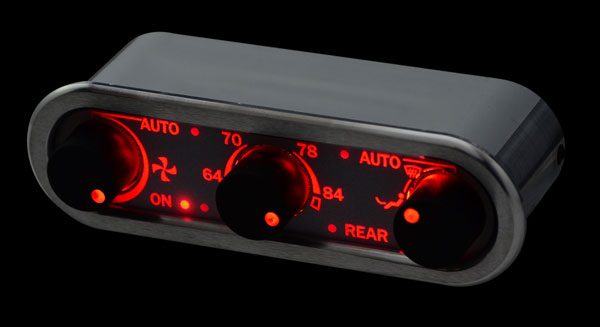 DCC Digital Climate Control - Vintage Air Gen IV - 3-Knob - Horizontal, Satin, Silver Alloy, Red Display