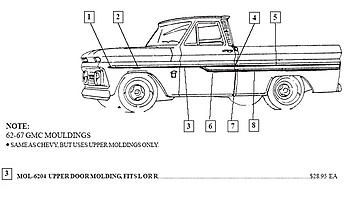 1962-1966 Side Molding - GM Truck
