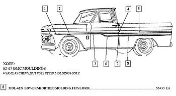 1962-1966 Side Molding - GM Truck