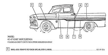 1962-1966 Side Molding Kit - GM Truck