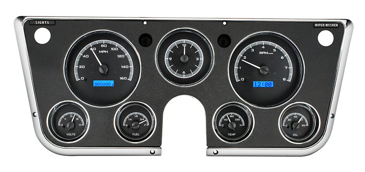 1967-1972 Chevrolet & GMC Truck VHX Instrument Gauge Cluster - Black Face / Blue Illumination