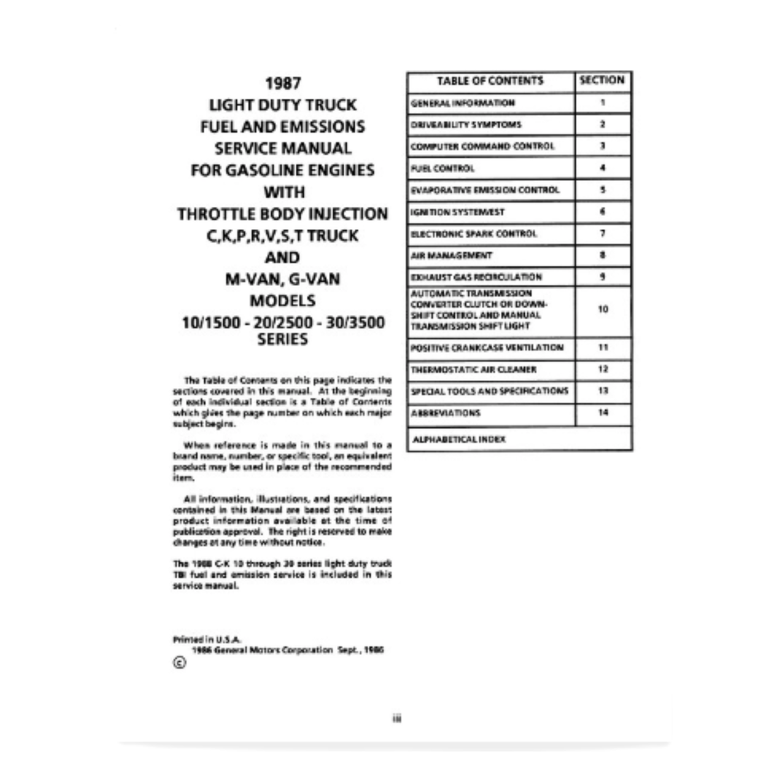 Service Manual - 1987 Chevy Truck Supplement 10-30/S-10