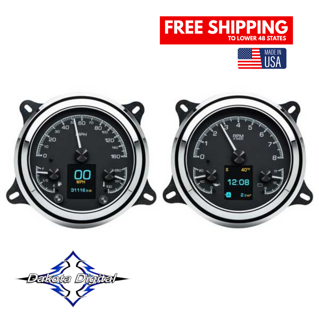 1947-1953 Chevy Truck & GMC Truck HDX Instrument Gauge Cluster - Black Alloy Face HDX-47C-PU-K