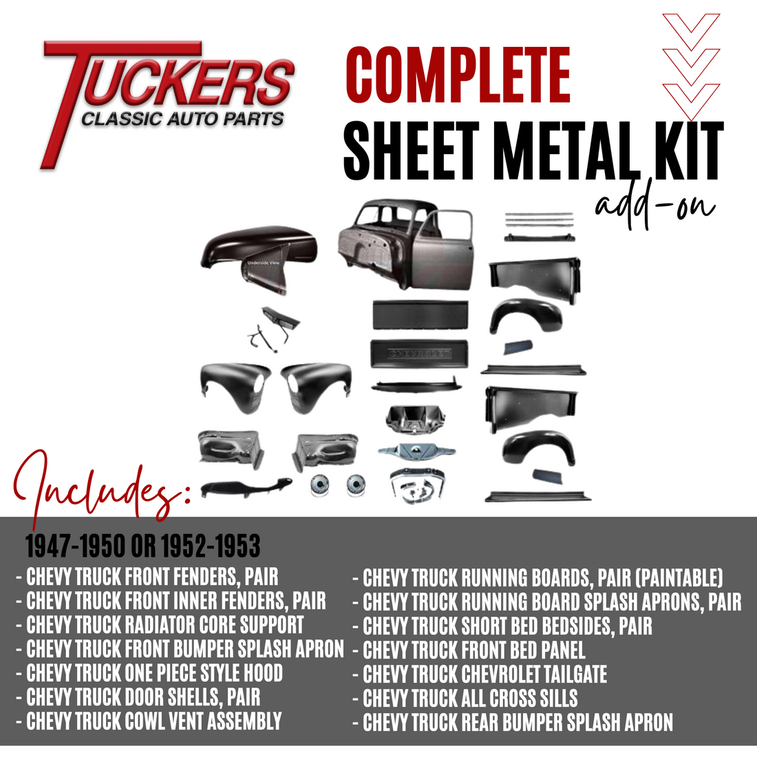 1947 1948 1949 1950 1952 1953 Chevy Truck Cab Complete Assembly Body Kit Complete Sheet Metal Kit 3100 Truck