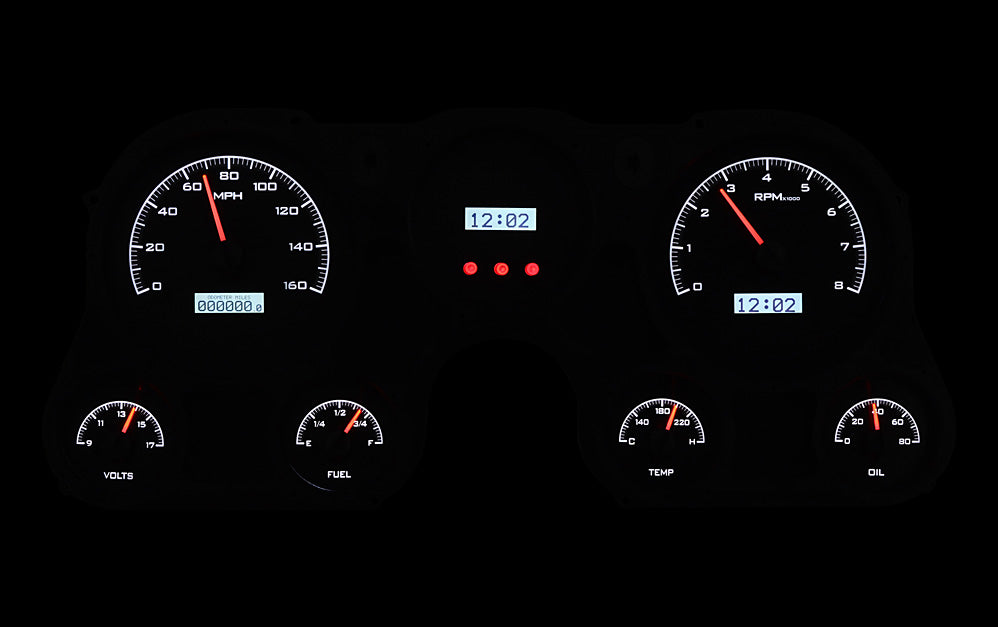 1967-1972 Chevrolet & GMC Truck VHX Instrument Gauge Cluster-Black Face / White Illumination