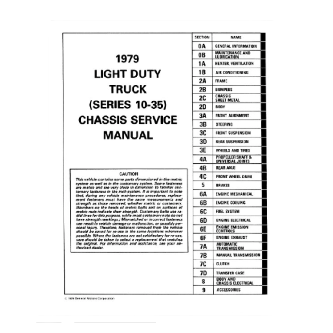 1979 Chevy Light Duty Truck Factory Service Manual