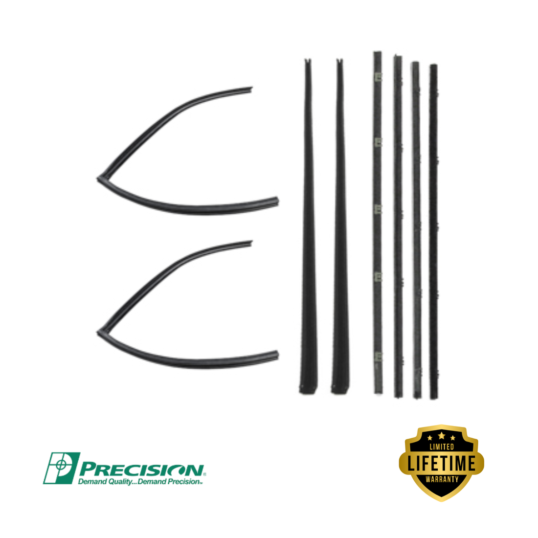 1967–1972 Chevrolet GMC Suburban Precision chrome beltline molding and glass run channel kit for both front doors.