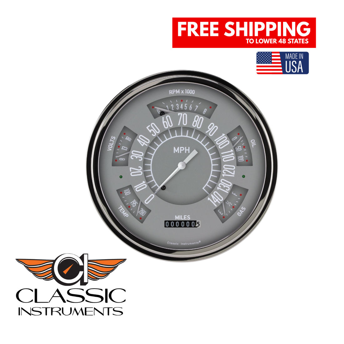 Classic Instruments - 49-50 Shoebox Package, Gray Gauge - FC49G