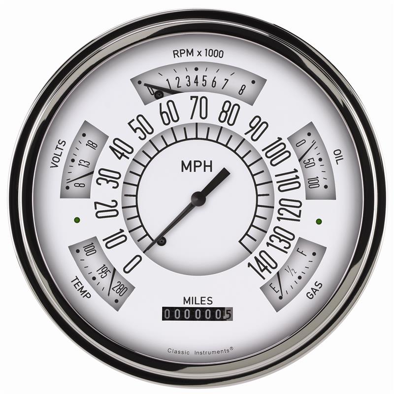 Classic Instruments - 49-50 Shoebox Package, White Gauge - FC49W