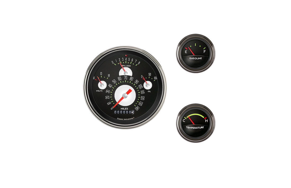 Classic Instruments - 57 CHEVY TETRA AUTOHENTIC GAUGES PKG.-GM - TE01ASLC