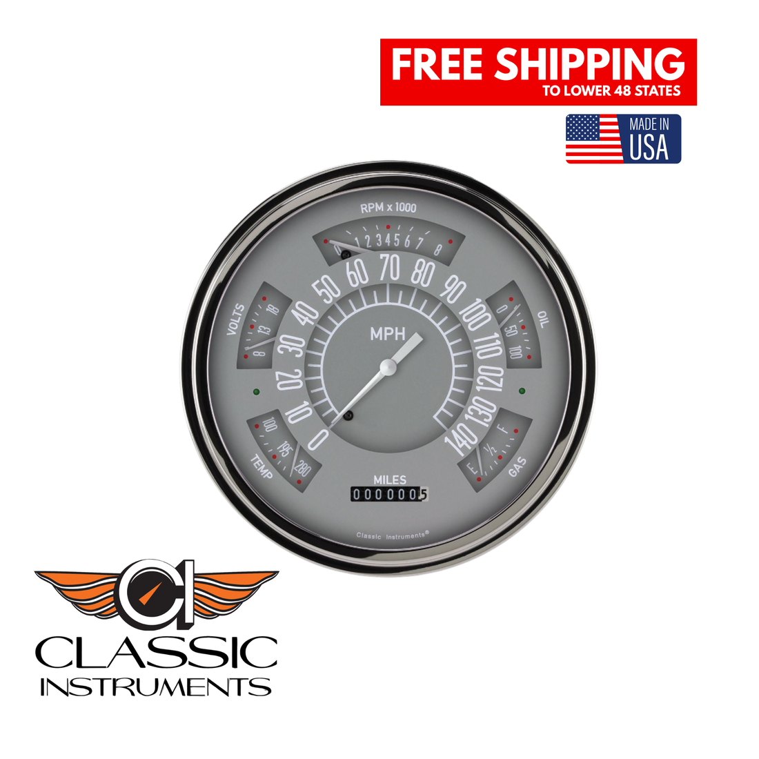Classic Instruments - 61-66 Ford F-100 Gauge Package Gray - FT61G