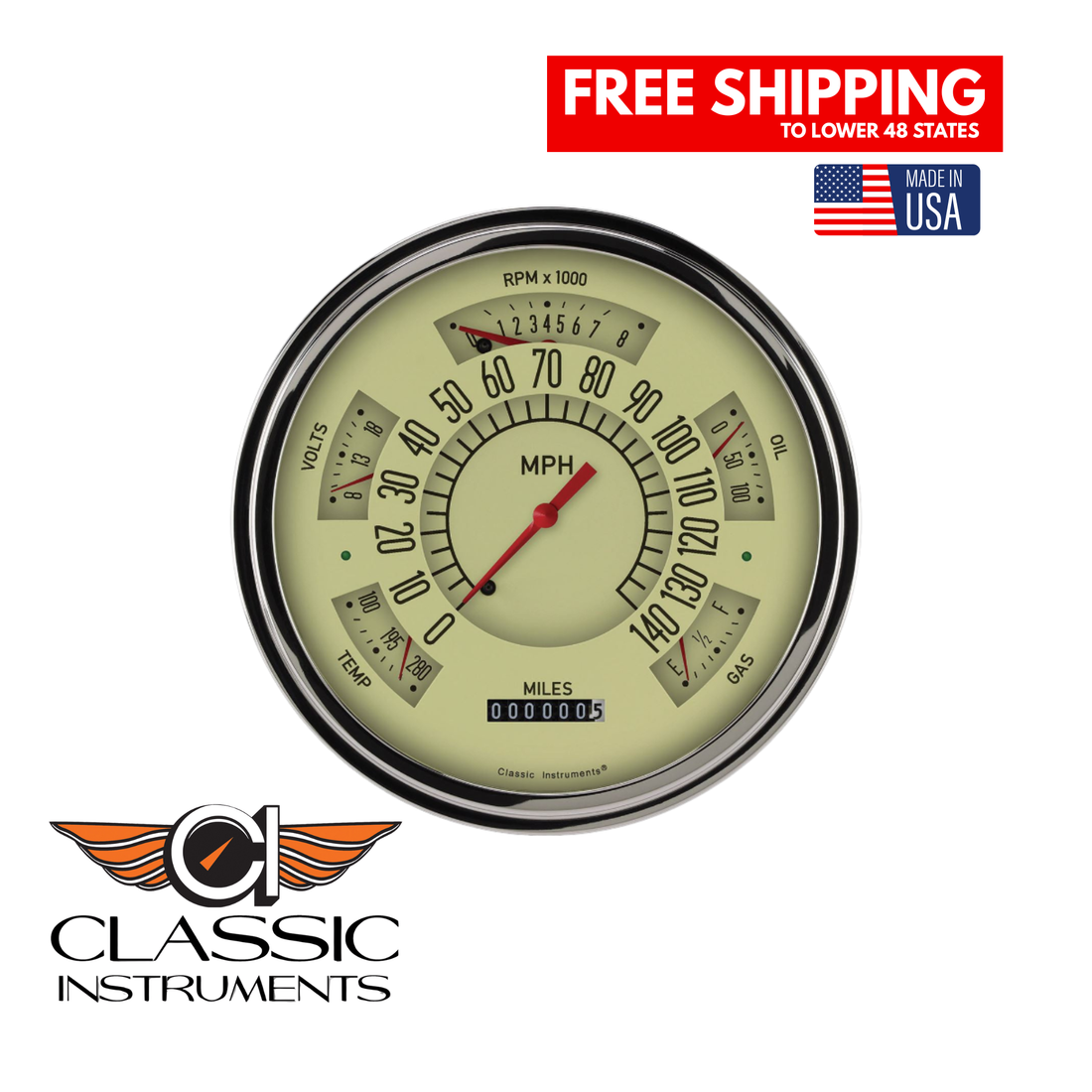Classic Instruments - 61-66 Ford F-100 Gauge Package Tan - FT61T