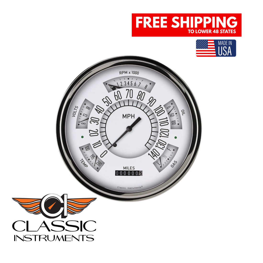Classic Instruments - 61-66 Ford F-100 Gauge Package White - FT61W