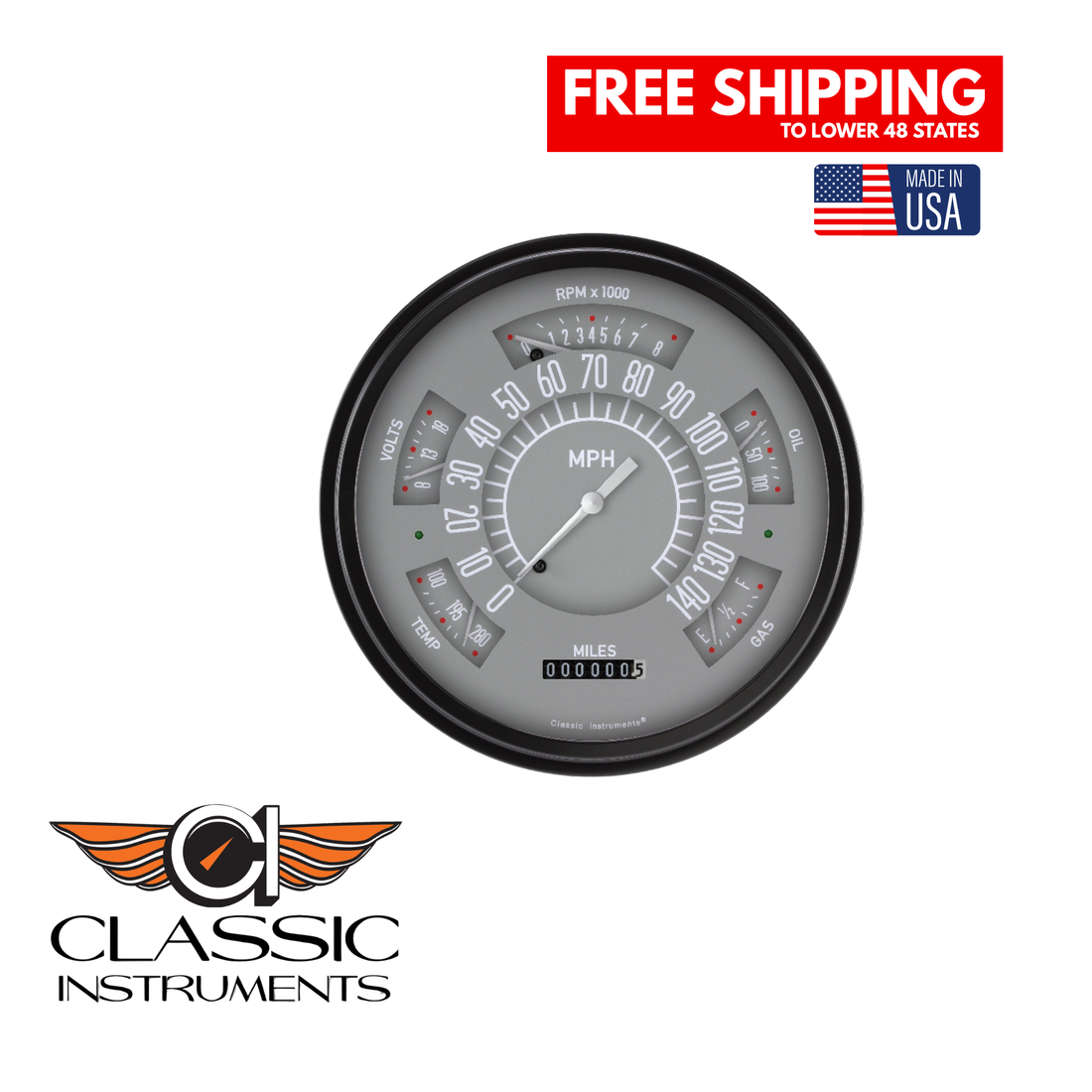 Classic Instruments - 66-77 Bronco Package, Gray Gauge - FB66G