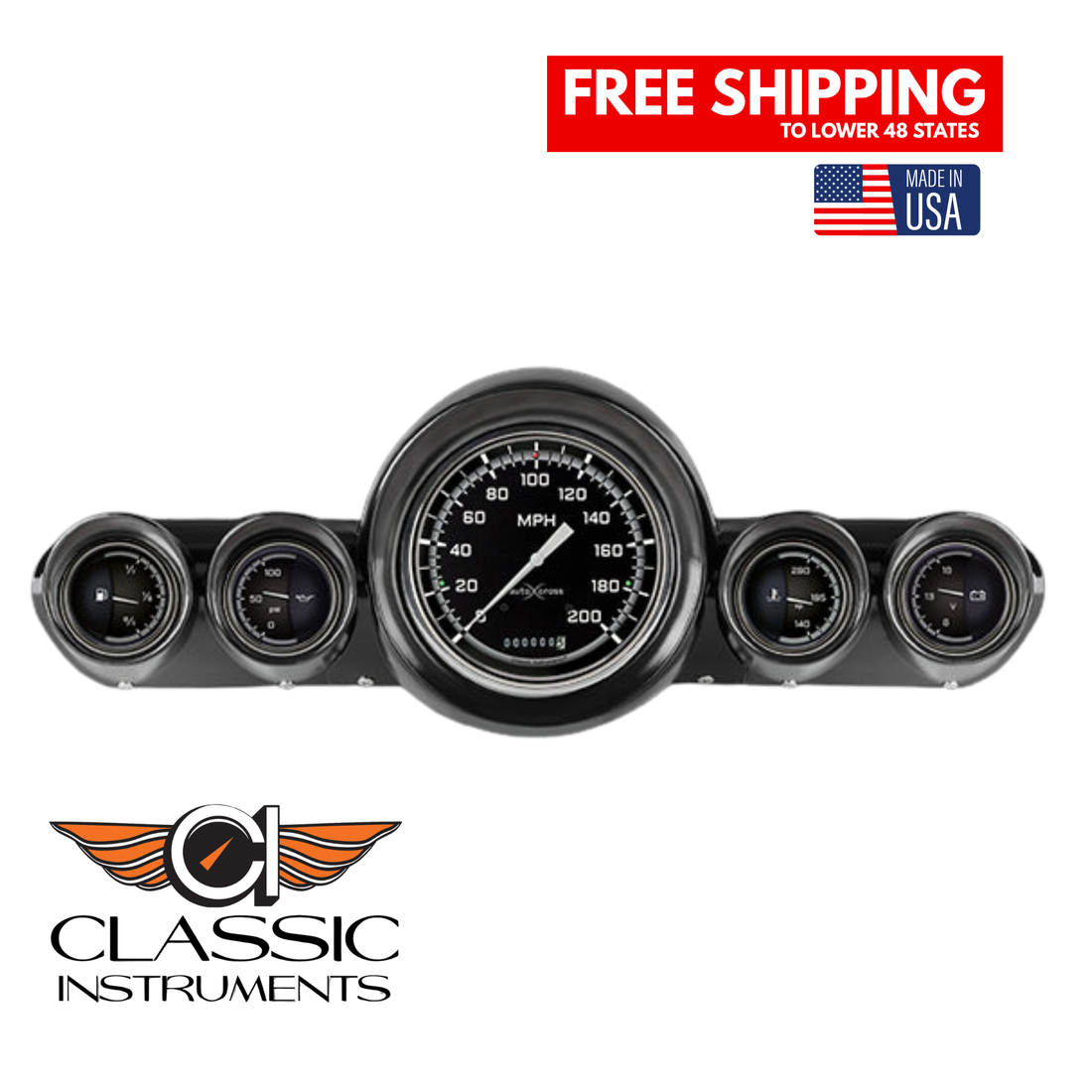 Classic Instruments - AutoCross Gray Gauge 1959-60 Full-size Chevy - CH59AXG54