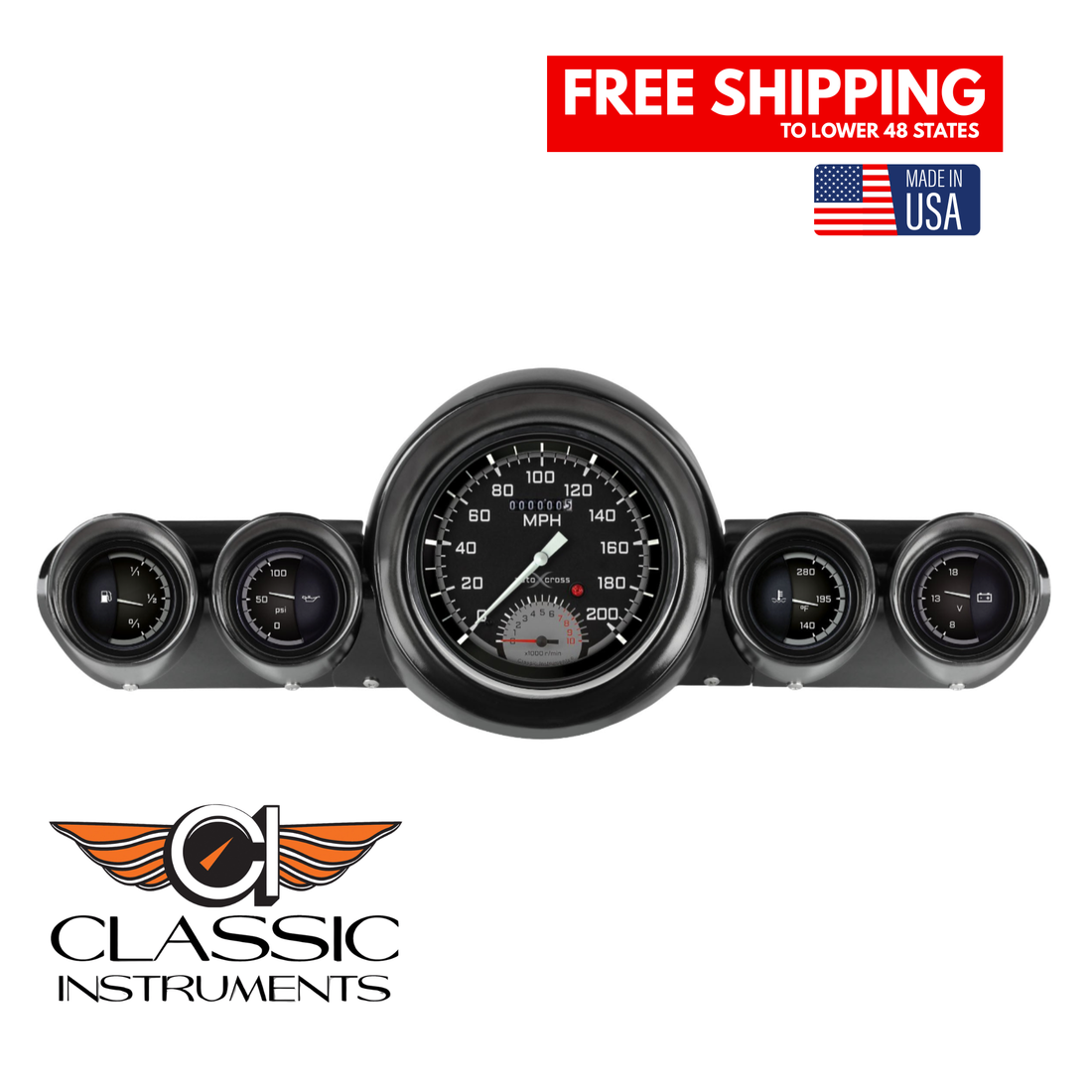 Classic Instruments - AutoCross Gray Gauge 1959-60 Full-size Chevy - CH59AXG65