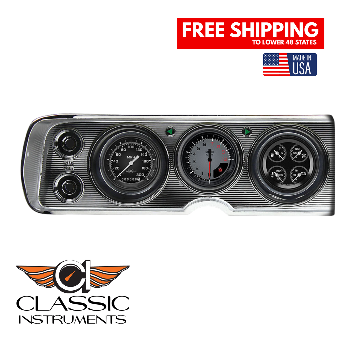 Universal Instruments Gray Card Classic Instruments - Gray Gauge 1964-65 Chevelle Package - CV64AXG ...