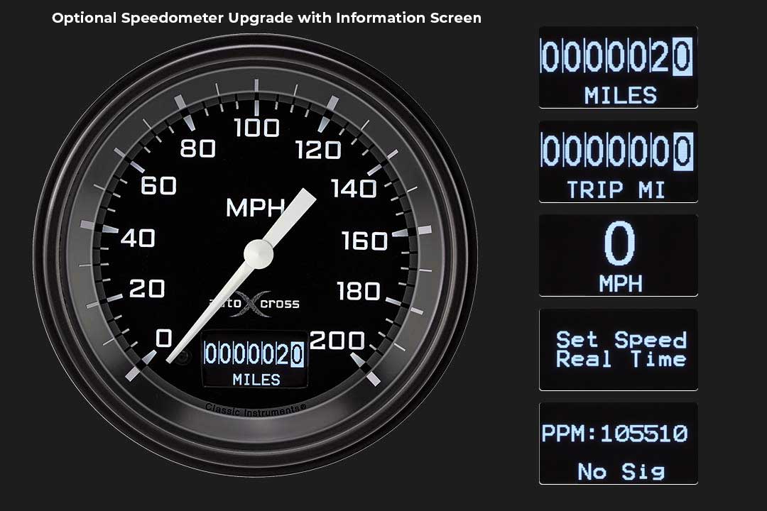 Classic Instruments - AutoCross Gray Gauge 1965-66 Mustang Package - MU65AXG00