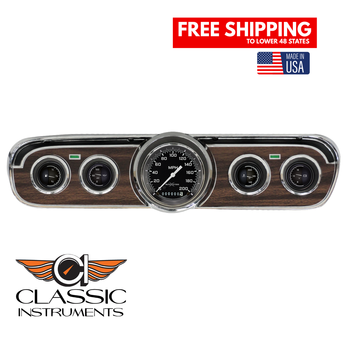 Classic Instruments - AutoCross Gray Gauge 1965-66 Mustang Package - MU65AXG00