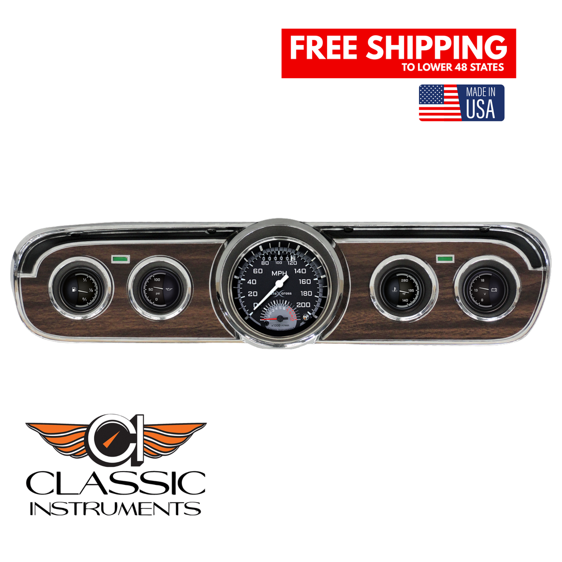 Classic Instruments - AutoCross Gray Gauge 1965-66 Mustang Package - MU65AXG35