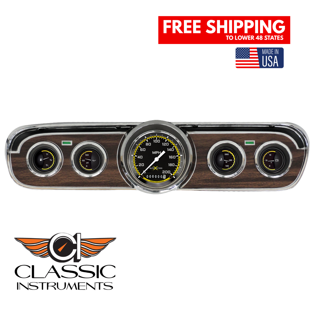 Classic Instruments - AutoCross Yellow 1965-66 Mustang Package - MU65AXY00