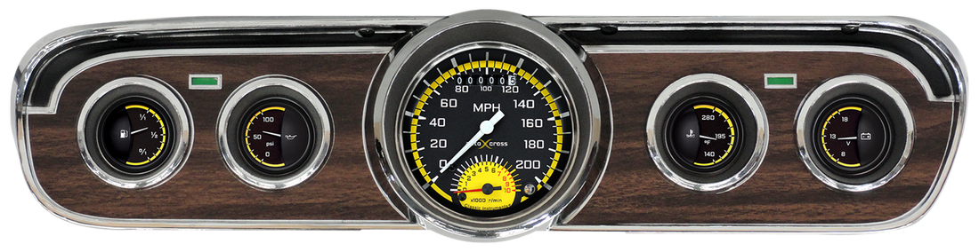 Classic Instruments - AutoCross Yellow Gauge 1965-66 Mustang Package - MU65AXY35