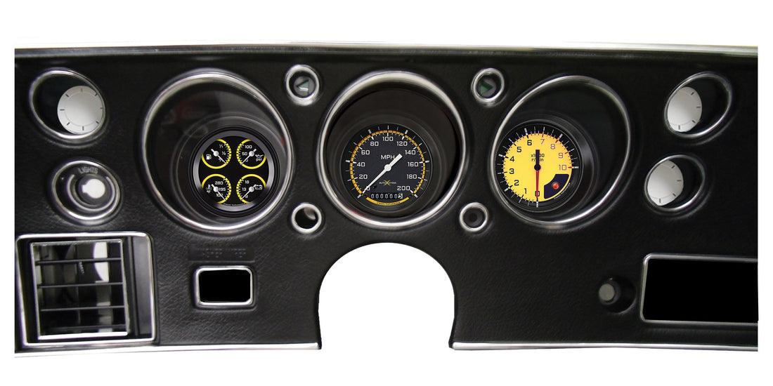 Classic Instruments - AutoCross Yellow Gauge 1970-72 Chevelle SS Package - CV70AXY