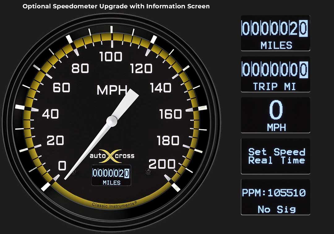 Classic Instruments - Brushed Aluminum bezel, Standard speedometer gauge- MU67AXYBA