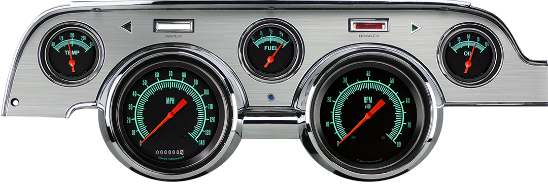 Classic Instruments - Brushed Aluminum bezel, Standard speedometer gauge- MU67GSBA