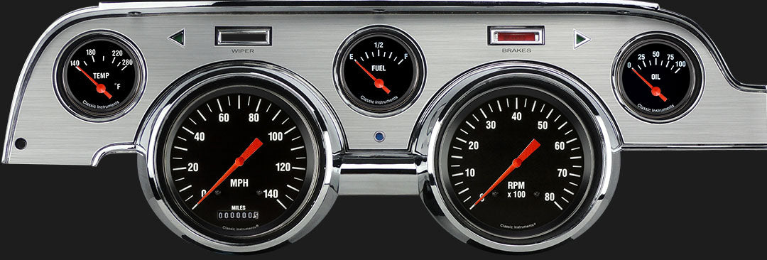 Classic Instruments - Brushed Aluminum bezel, Standard speedometer gauge- MU67HRBA