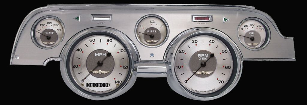 Classic Instruments - Brushed Aluminum bezel, standard speedometer gauge - MU67AWBA