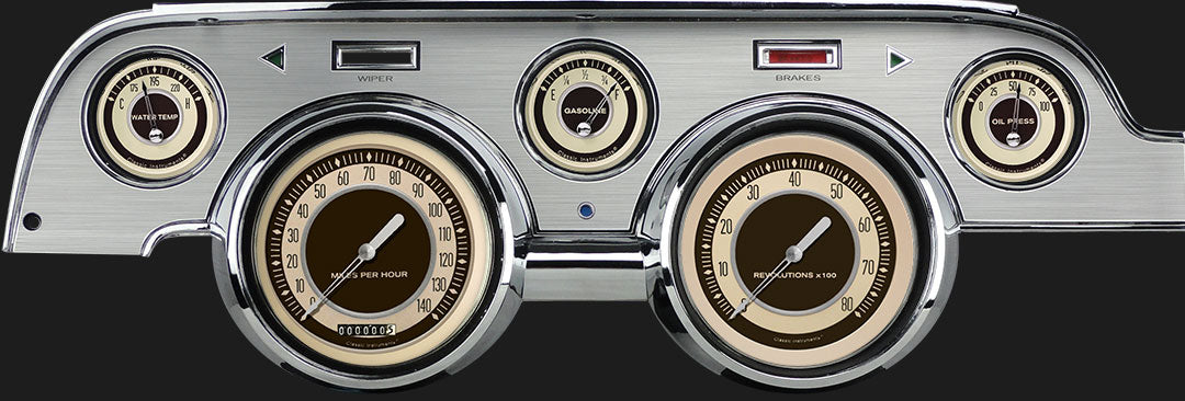 Classic Instruments - Brushed Aluminum bezel, standard speedometer gauge - MU67NTBA