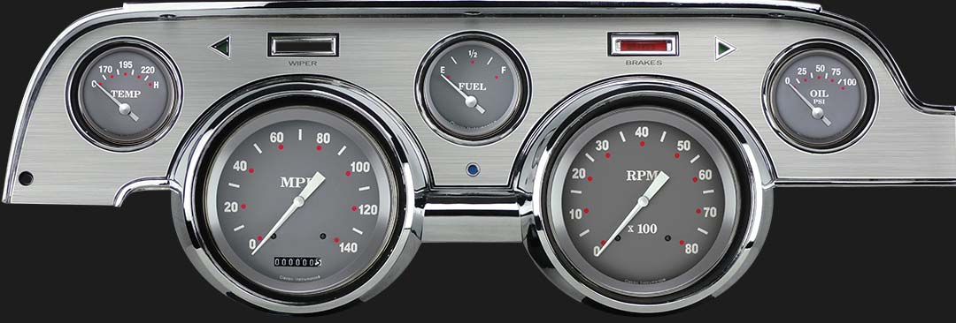 Classic Instruments - Brushed Aluminum bezel, standard speedometer gauge - MU67SGBA