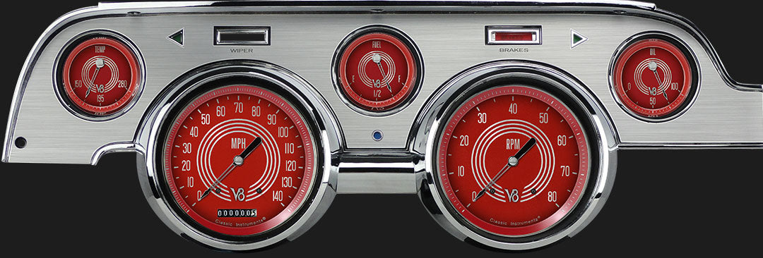 Classic Instruments - Brushed Aluminum bezel, standard speedometer gauge - MU67V8RSBA