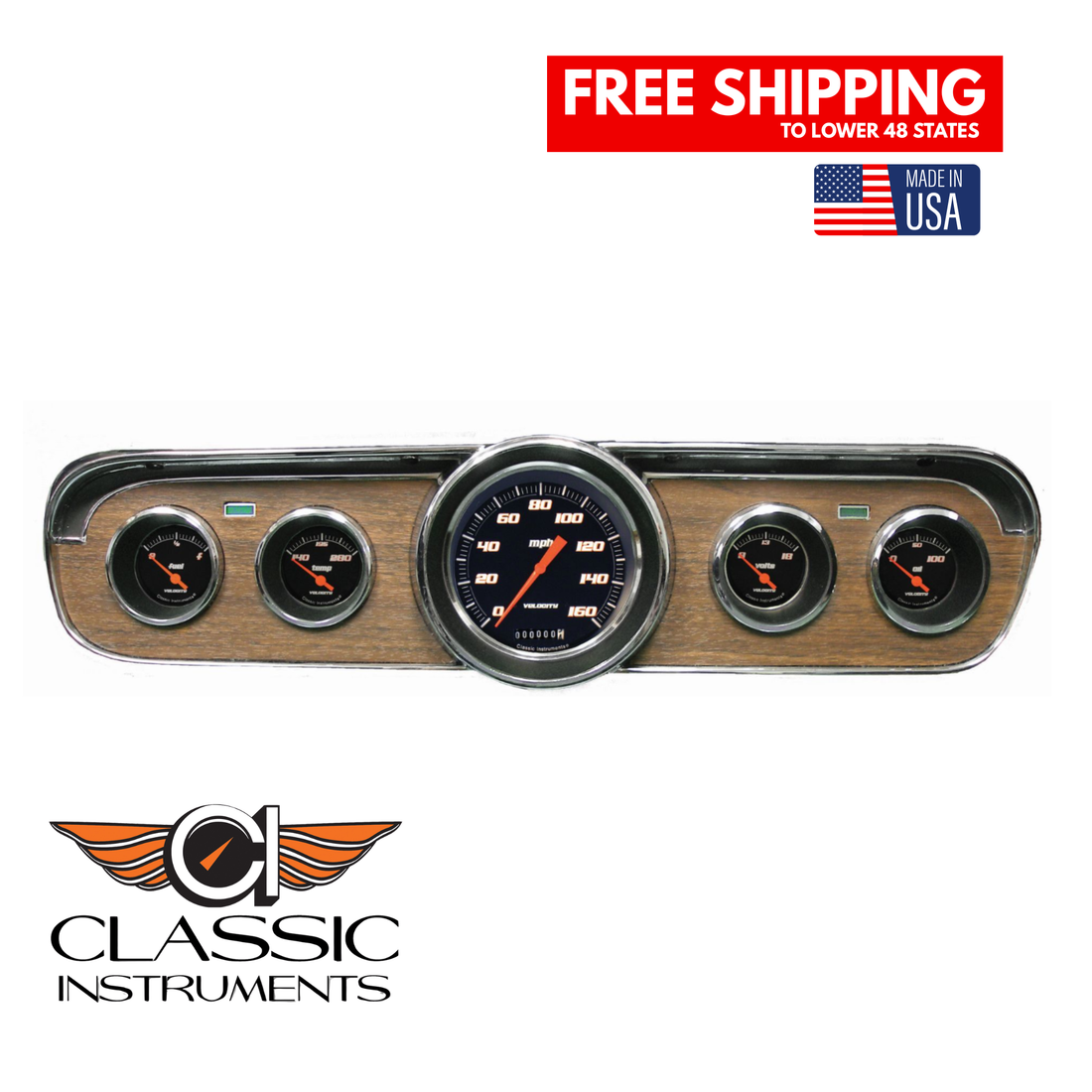 Classic Instruments - Classic Instruments Velocity Black Series Gauge Package - MU65VSB00