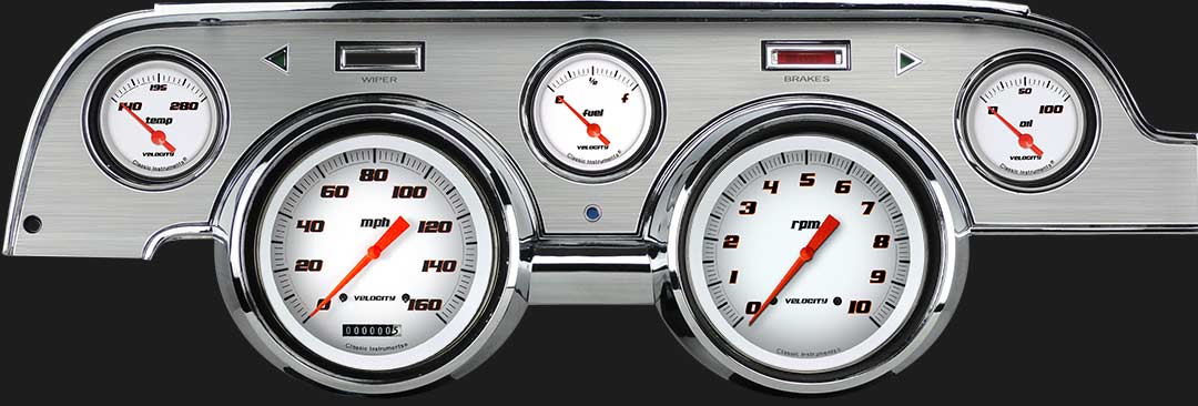 Classic Instruments - Classic Instruments Velocity White Series Package Gauge - MU67VSWBA