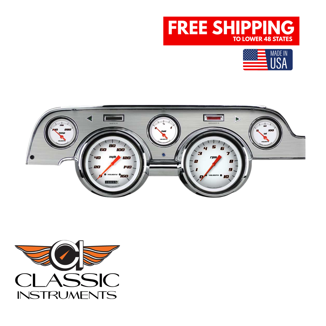 Classic Instruments - Classic Instruments Velocity White Series Package Gauge - MU67VSWBA