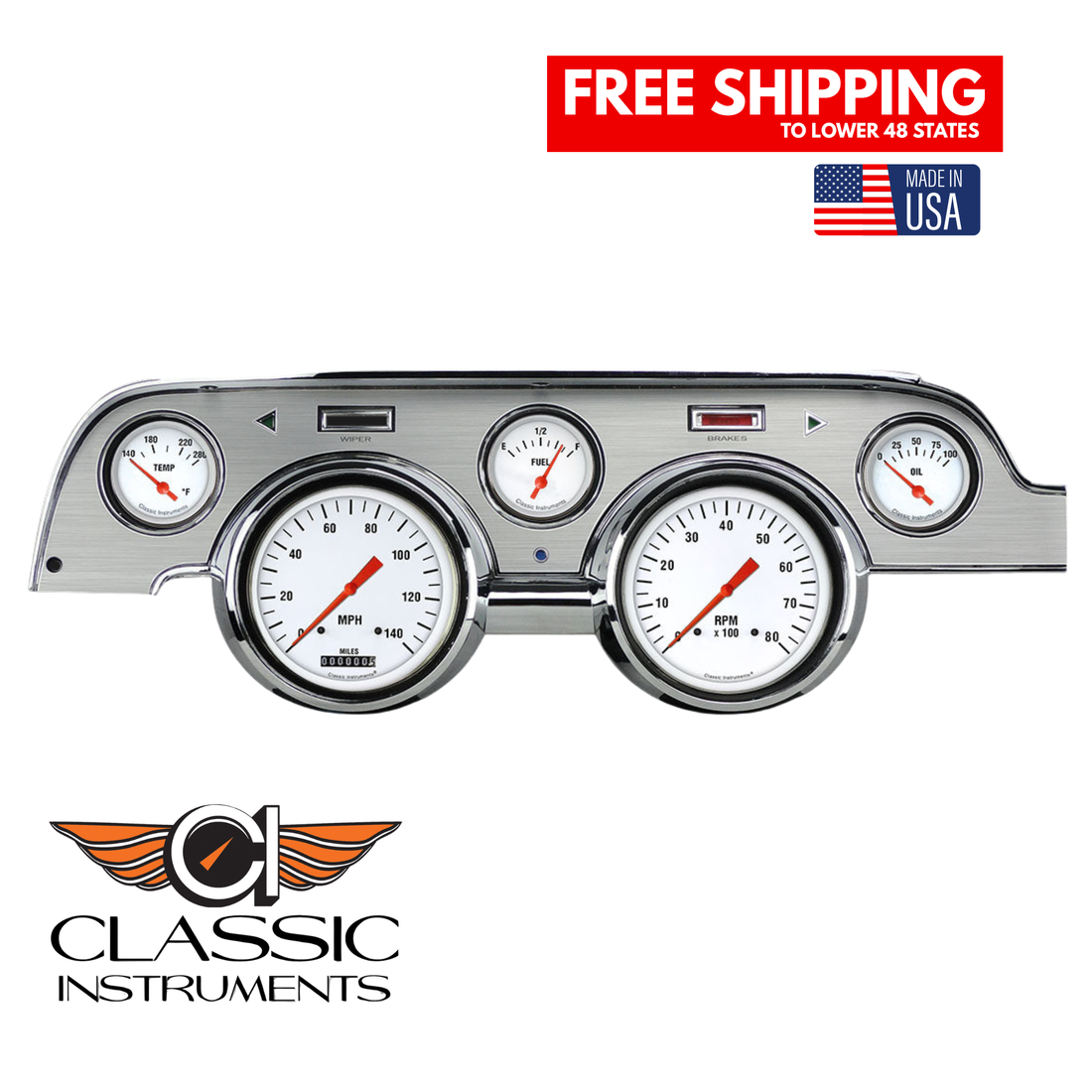 Classic Instruments - Classic Instruments White Hot Series Package Gauge - MU67WHBA