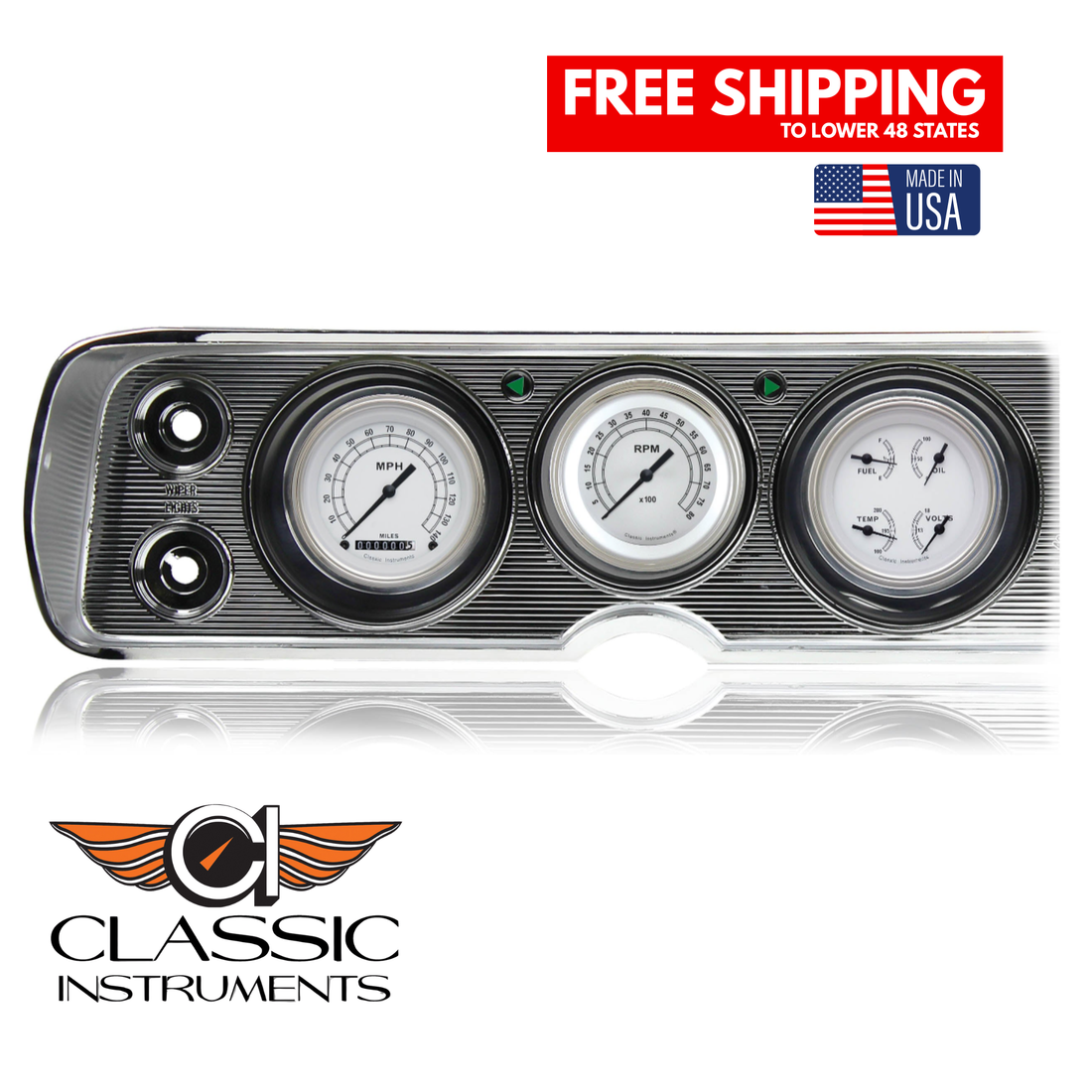 Classic Instruments - Classic White Gauge 1964-65 Chevelle Package - CV64CW