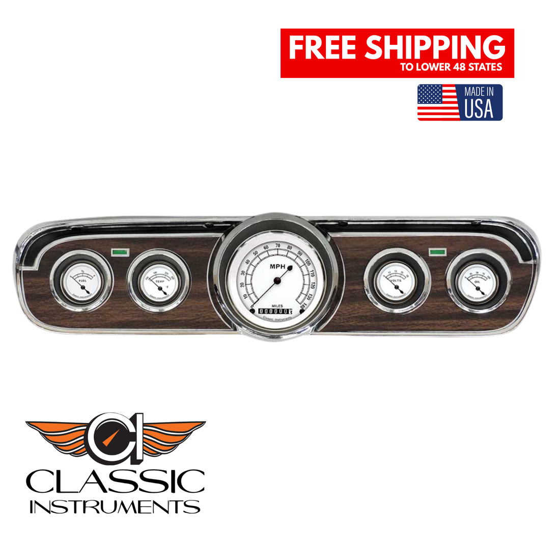 Classic Instruments - Classic White Gauge 1965-66 Mustang Package - MU65CW00