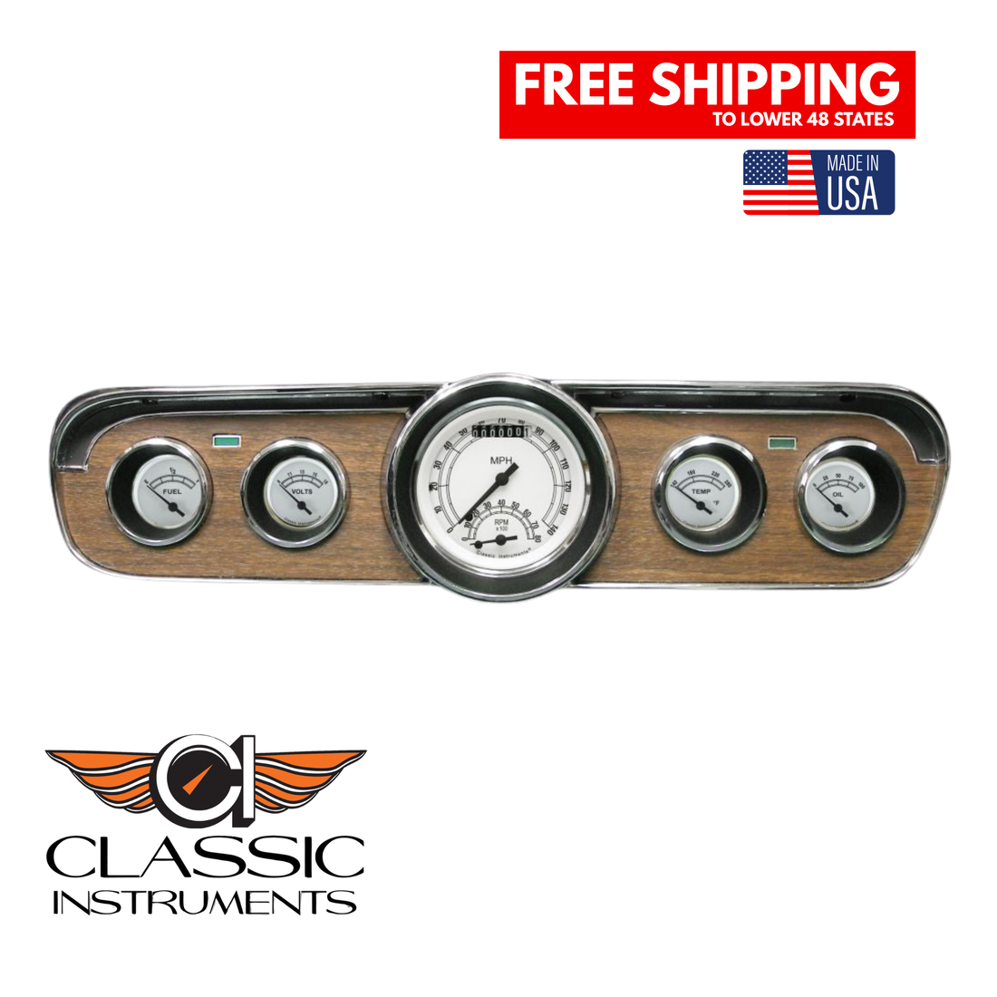 Classic Instruments - Classic White Gauge 1965-66 Mustang Package w/ Ultimate - MU65CW35