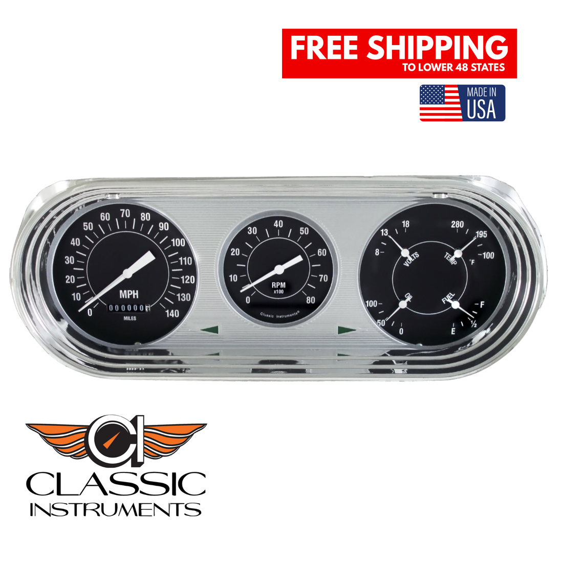 Classic Instruments - Hot Rod Gauges 1963-65 Nova Direct-fit Package - NO63HR